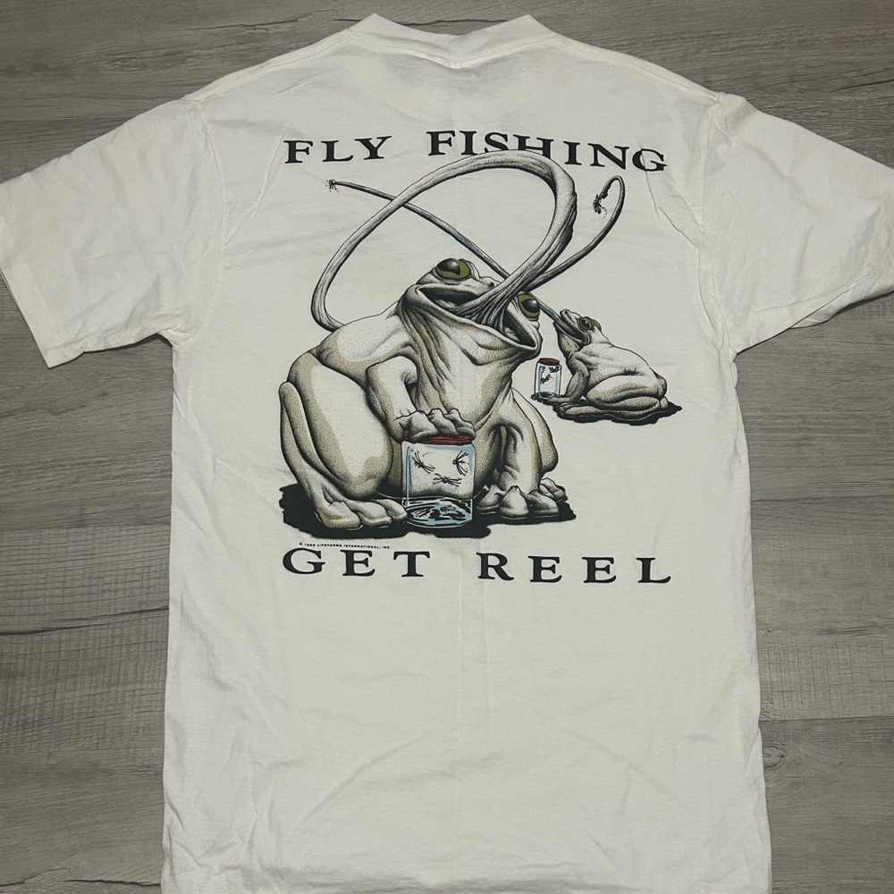 Vintage 90s Lifeforms  "FLY FISHING GET REEL" T Shirt. Sz Medium